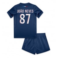 Otroški Nogometni dresi Paris Saint-Germain Joao Neves #87 Domači 2024-25 Kratek Rokav (+ Kratke hlače)